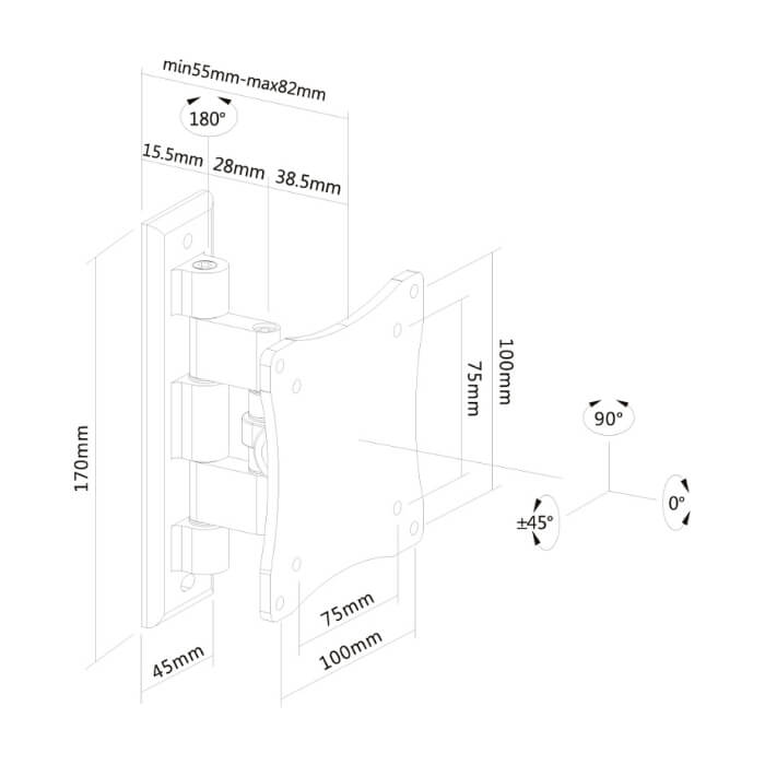 Neomounts by NewStar Flat Screen Wall Mount (1 pivot & tiltable) ID 66908 (тъмнейл - 3)