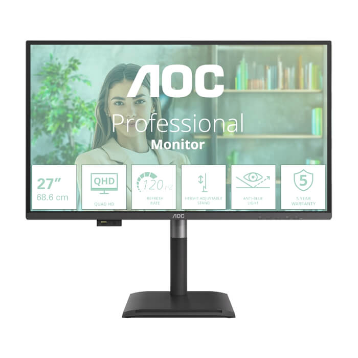 AOC Q27P4U, 27" IPS WLED, 2560x1440@120Hz, 4ms GtG, 350cd m2, 1500:1, DCR 50M:1, Adaptive Sync, FlickerFree, Anti Blue Light, 2Wx2, Tilt, Height Adjust, Pivot, Swivel, 2xHDMI, ID 95663 на супер цена