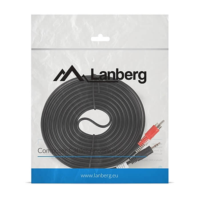 Кабел - Lanberg mini jack 3.5mm (M) 3 pin -> 2X RCA (chinch) (M) cable 5m ID 72587 (тъмнейл - 3)