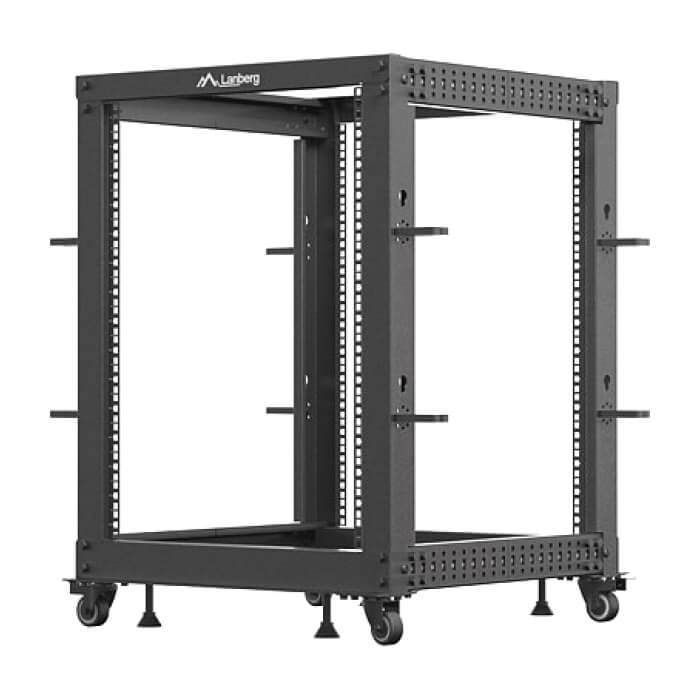 Lanberg open rack 19" 15U 600x600-1100 adjustable black ID 87219 (тъмнейл - 5)