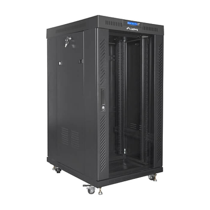 Lanberg rack cabinet 19" free-standing 22U/800x800 (flat pack) with glass door lcd black v2 ID 87628 (тъмнейл - 2)