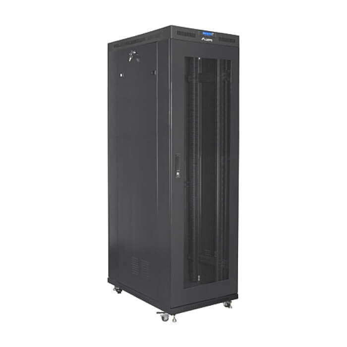 Lanberg rack cabinet 19" free-standing 42U/800x1200 (flat pack) with mesh door lcd black v2 ID 87174 (тъмнейл - 4)