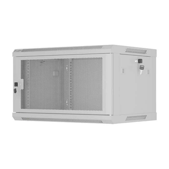 Lanberg rack cabinet 19" wall-mount 6U/600x450 with perforated door grey (flat pack) ID 87603 (тъмнейл - 2)