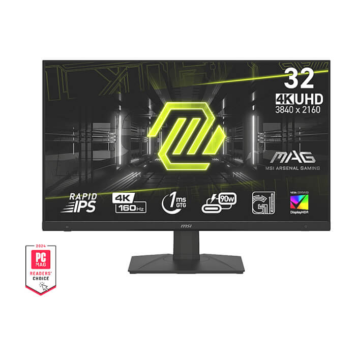 MSI MAG 322UPF, 32", Rapid IPS, 160Hz, 1ms, UHD 3840x2160, FLAT, HDR 400, FreeSync Premium, KVM, Console mode, APP, PIP, PBP, 400 nits, 1000:1, 100M;1, DP (1.4a), 2x HDMI (2.1 ID 79385