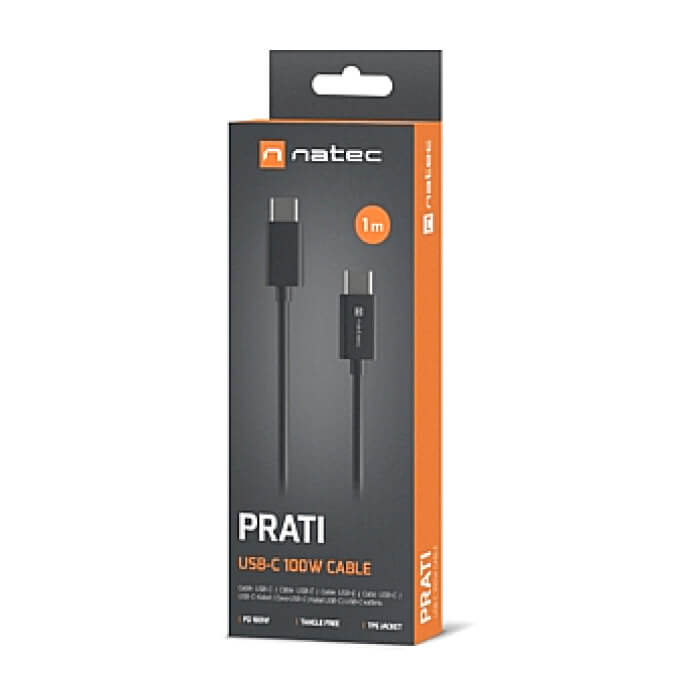Natec USB-C(M) -> USB-C (M) 2.0 cable 1m pd 100w Black ID 78031 (тъмнейл - 2)