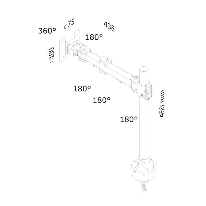 Neomounts by NewStar Flat Screen Desk Mount (grommet) ID 66775 (тъмнейл - 3)