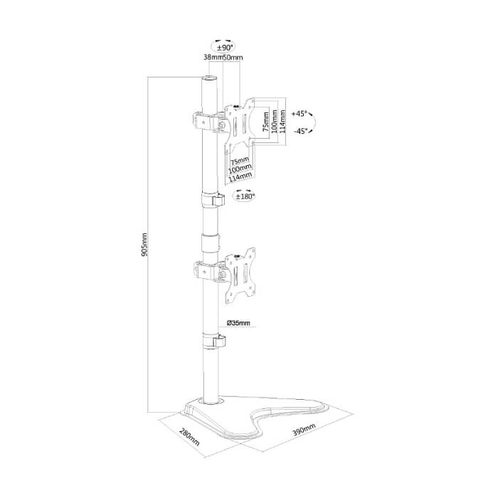 Neomounts by NewStar Flat Screen Desk Mount (stand) for 2 Monitor Screens ID 66829 (тъмнейл - 3)