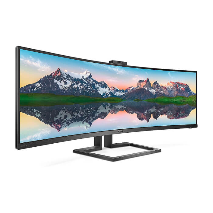 Philips 499P9H, 49" 32:9 Super Wide Curved 1800R VA LED, 5120x1440@60Hz, HDR 400, 5ms, 3000:1, 80M:1 DCR, 450 cd/m2, Web cam,Tilt, Swivel, Heigh Adjust, HDMI, DP, Headphone Out, Speakers, USB-C/USB 3.1, RJ45, Black ID 64895 (тъмнейл - 2)