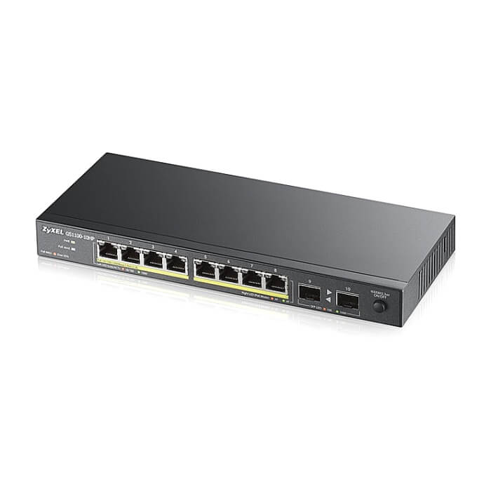 ZyXEL GS1100-10HP v2, unmanage PoE 8x Gigabit, 2x Fiber Uplink, 120 Watt PoE (тъмнейл - 2)
