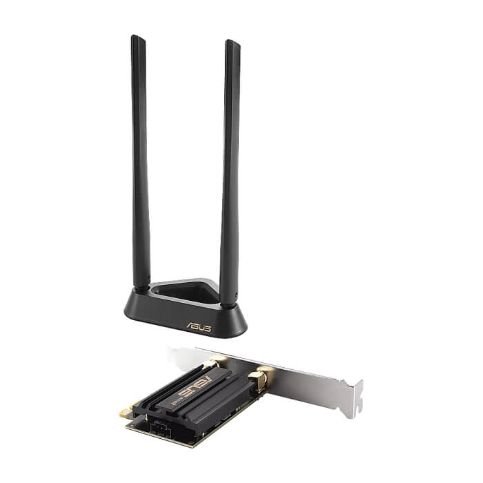 Asus PCI-E Adapter, PCE-AXE59BT, AXE5400, Tri-Band, Bluetooth 5.2, magnetized base, WPA3, OFDMA, MU-MIMO на супер цена от GT Computers Asus PCI-E Adapter, PCE-AXE59BT, AXE5400, Tri-Band, Bluetooth 5.2, magnetized base, WPA3, OFDMA, MU-MIMO на супер цена