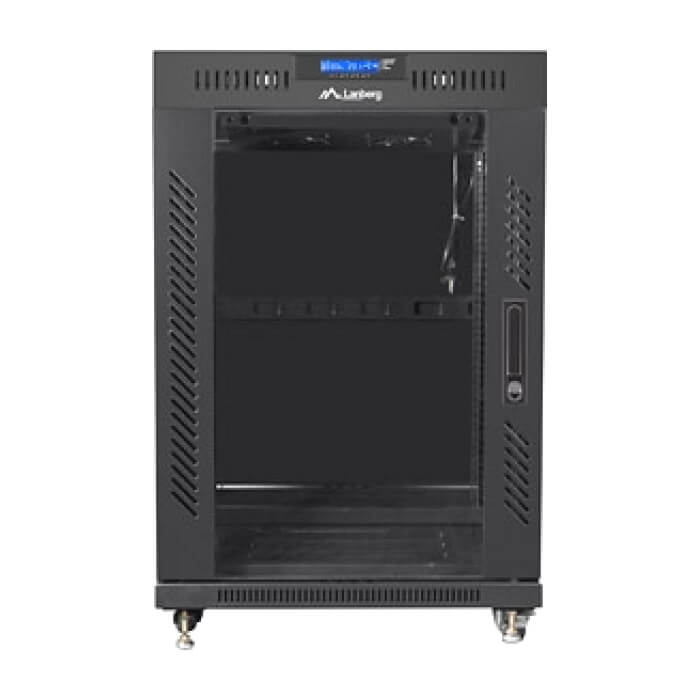 Lanberg rack cabinet 19" free-standing 15U/600x600 (flat pack) with glass door lcd black v2 ID 87203