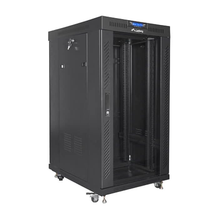 Lanberg rack cabinet 19" free-standing 22U/600x800 (flat pack) with glass door lcd black v2 ID 87193 (тъмнейл - 2)
