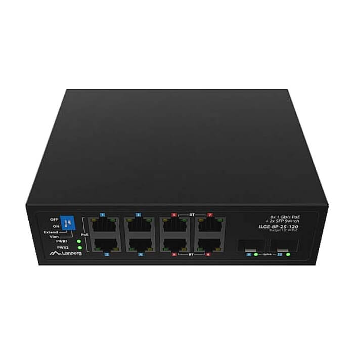 Lanberg Switch ILGE-8P-2S-120 POE 4 x BT 4 x AT 2 x SFP DIN Unmanagment Gigabit Ethernet на супер цена от GT Computers Lanberg Switch ILGE-8P-2S-120 POE 4 x BT 4 x AT 2 x SFP DIN Unmanagment Gigabit Ethernet на супер цена