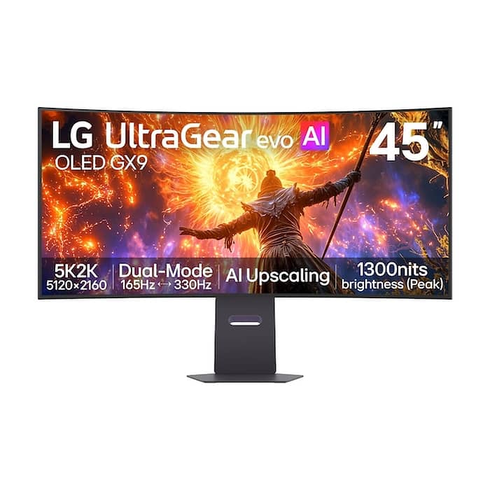 LG 45GX950B-B, 44.5" UltraGear evo OLED, MLA+,0.03 ms, QHD 5K2K (5120x1440), Dual-Mode (5K2K 165Hz ? QHD 330Hz),275 cd/m2,1500000:1,NVIDIA G-Sync,AMD FreeSYnc,USB Type-C,PD 90W,HDR 400,HDMI, DP, 2x7W,PIP,PBP,Tilt,Height,Swivel, Black на супер цена от GT Computers LG 45GX950B-B, 44.5" UltraGear evo OLED, MLA+,0.03 ms, QHD 5K2K (5120x1440), Dual-Mode (5K2K 165Hz ? QHD 330Hz),275 cd/m2,1500000:1,NVIDIA G-Sync,AMD FreeSYnc,USB Type-C,PD 90W,HDR 400,HDMI, DP, 2x7W,PIP,PBP,Tilt,Height,Swivel, Black на супер цена