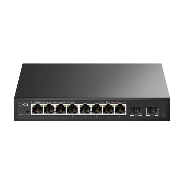 Cudy GS108ES2 8-Port Gigabit Easy-Managed Switch 10/100/1000M RJ45 Ports 2 Gigabit SFP ports Desktop Metal Case Local management via Web GUI support STP/RSTP MAC Management Cudy Cloud APP на супер цена от GT Computers Cudy GS108ES2 8-Port Gigabit Easy-Managed Switch 10/100/1000M RJ45 Ports 2 Gigabit SFP ports Desktop Metal Case Local management via Web GUI support STP/RSTP MAC Management Cudy Cloud APP на супер цена