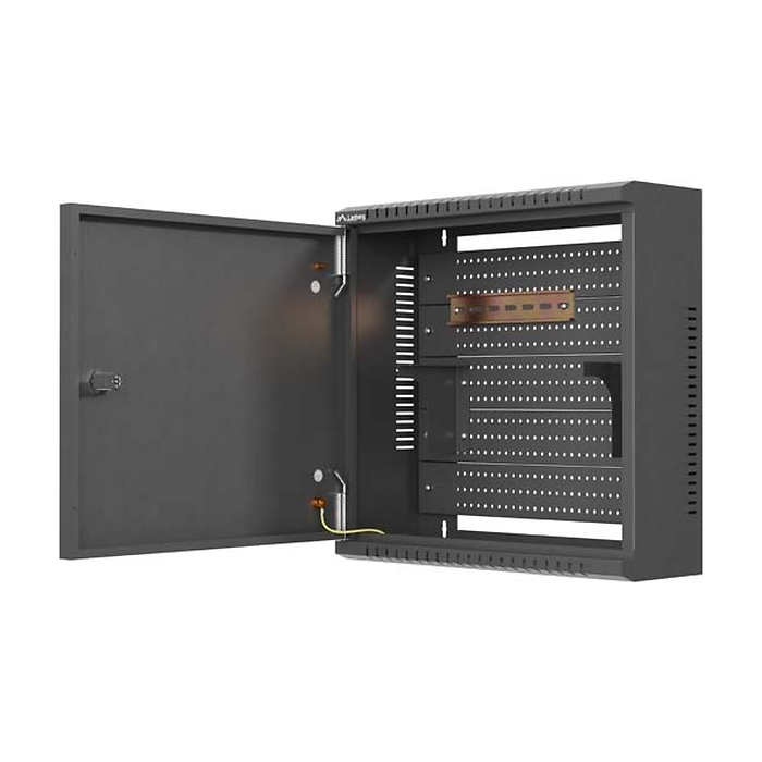 Lanberg TPR 10" Installation Enclosure with Mesh Plate 400 x 400 x 140 Black (Assembled) (тъмнейл - 4)