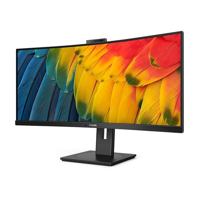 Philips 34B1U5600CH, 34" Curved 1500R, VA, WLED, 3440x1440@120Hz, 4ms GtG, 350cd m/2, 3000:1, 50m:1 DCR, Adaptive Sync, FlickerFree, Low Blue Mode, 5Wx2, Webcam 5MP, Tilt, Height Adjust, Swivel, HDMI, DP, USB hub, KVM, RJ45 (тъмнейл - 2)