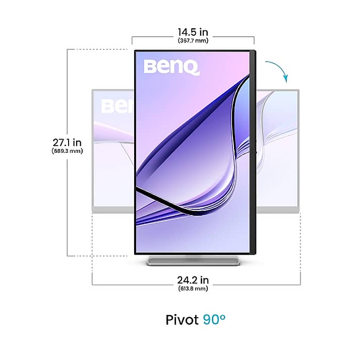 BenQ MA270UP 27" 4K Nano Gloss Monitor for MacBook, Show Mac Colors All Clarity, best color-matching monitor for all MacBook generations, 99% sRGB, 95% P3, Built-in Speakers, 2x HDMI (v2.0), USB C PD90W, Eye Care, ICCsync, 5.14 kg. SILVER-GREY (тъмнейл - 5)