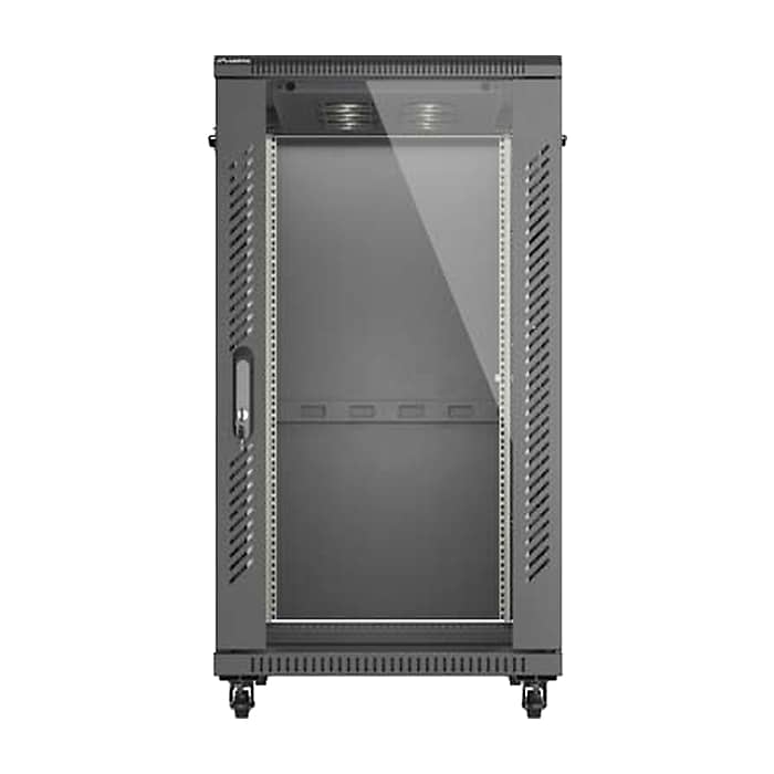 Lanberg Rack Cabinet 19" Free-Standing 22U/600X1000 (FlAT Pack) With Glass Door Black