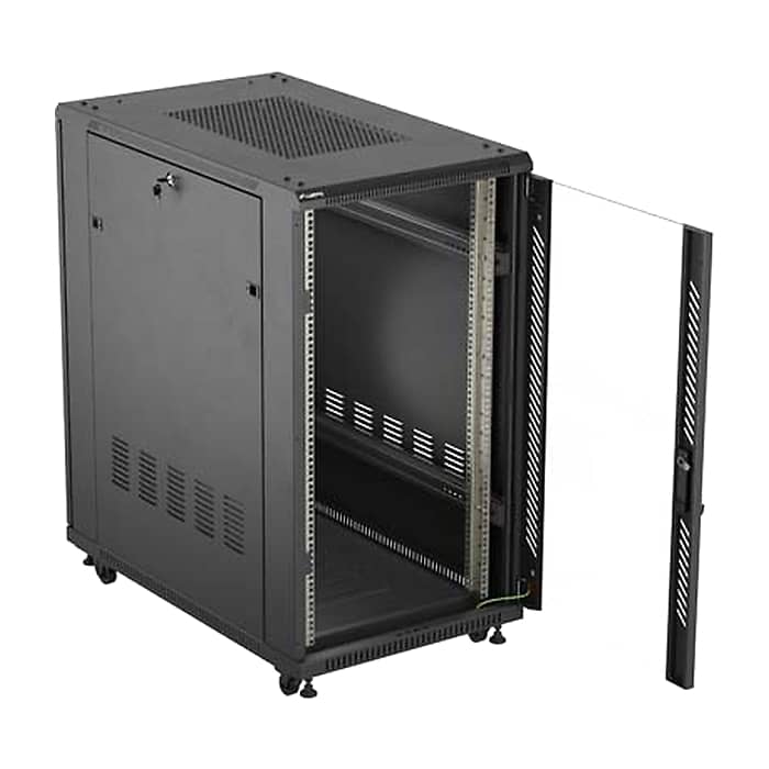 Lanberg Rack Cabinet 19" Free-Standing 22U/600X1000 (FlAT Pack) With Glass Door Black (тъмнейл - 5)
