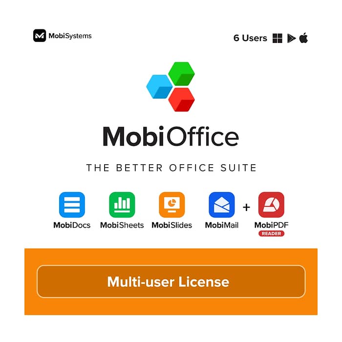 MobiOffice Multi-user + MobiDrive 100 GB/user, 6 users, 1 year