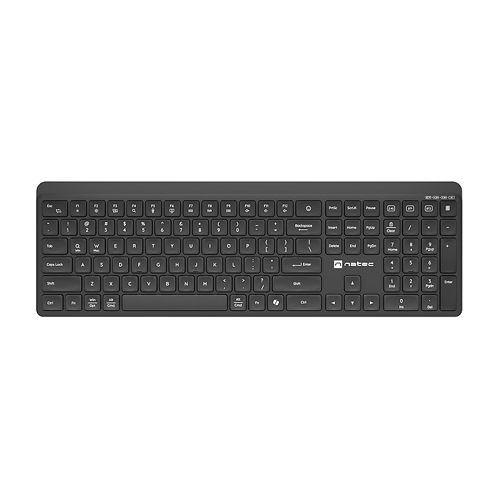 Natec Wireless Keyboard Tang US, BT+2.4GHz, Silent, Slim, Black