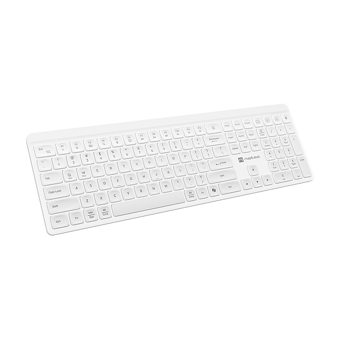 Natec Wireless Keyboard Tang US, BT+2.4GHz, Silent, Slim, White (тъмнейл - 2)