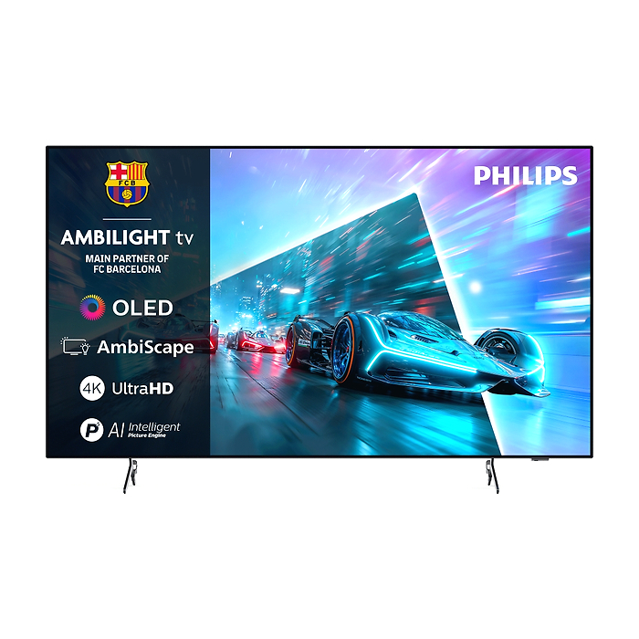 Philips 55OLED761/12, 55" 4K UHD OLED, 3840x2160, 120Hz VRR, DVB-T/T2/C/S/S2, 3 sided Ambilight, HDR10+ Adaptive, Titan OS, Dolby Vision, Atmos, DTS:X, P5 Perfect Picture /Al, AirPlay2 Stream, 1000 nits, BT 5.2, 4*HDMI, 2* USB, 802.11ac, 20W RMS