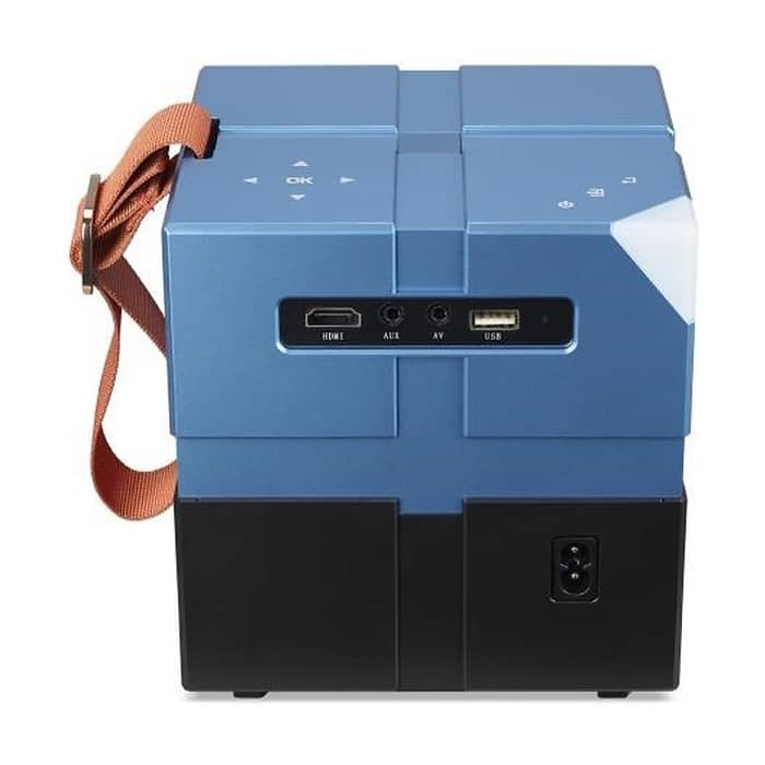 AOPEN QH12a (powered by Acer), portable, LCD, HD (1280x720), 5500 LED Lumens (135 ANSI), 1 000:1, 1x, HDMI 1.4, DC Out (5V/0.5A), USB (Type A), AV (Composite+Audio R/L), Audio out, Speaker 2x3W, Bluetooth Wireless Audio, WiFi, 0.95Kg, 2Y, Blue (тъмнейл - 3)