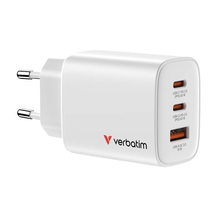 Verbatim Essentials GaN Charger 65W EU plug White (тъмнейл - 2)