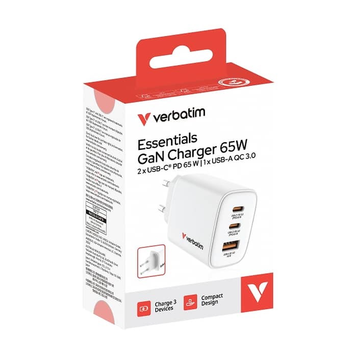 Verbatim Essentials GaN Charger 65W EU plug White (тъмнейл - 5)