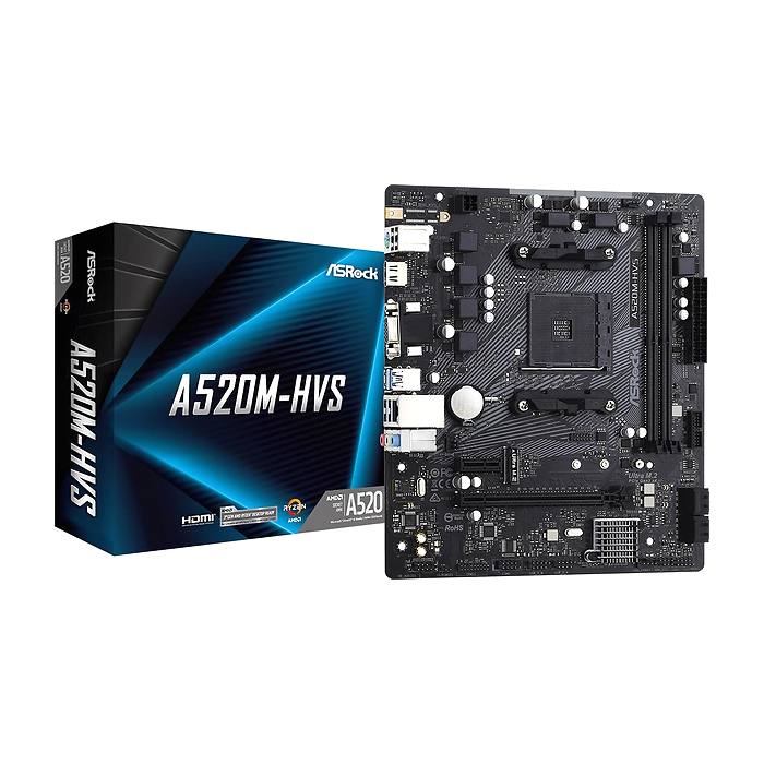 Дънна платка ASRock A520M-HVS, Socket AM4, mATX, DDR4