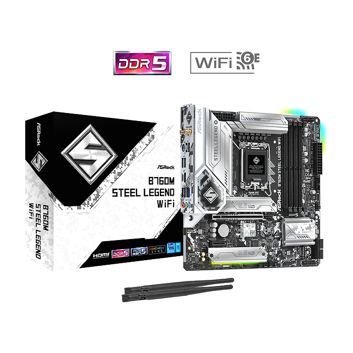 Дънна платка ASRock B760M Steel Legend WIFI DDR5, Socket 1700