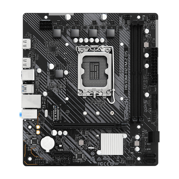 Дънна платка ASRock H610M-H2/M.2, DDR5, mATX, Socket 1700