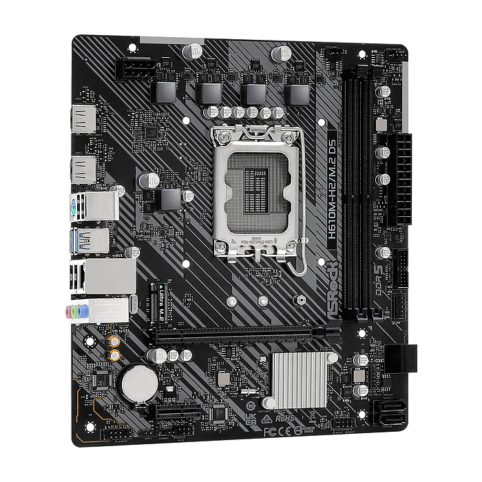 Дънна платка ASRock H610M-H2/M.2, DDR5, mATX, Socket 1700