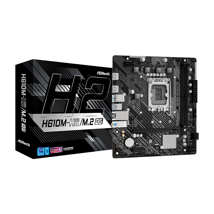 Дънна платка ASRock H610M-H2/M.2, DDR5, mATX, Socket 1700