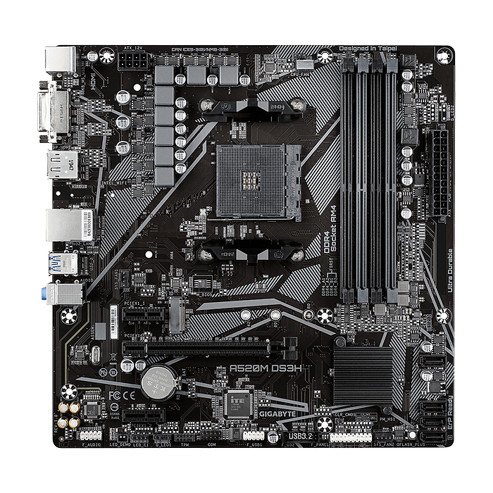 Дънна платка GIGABYTE A520M-DS3H V2, Socket AM4, DDR4