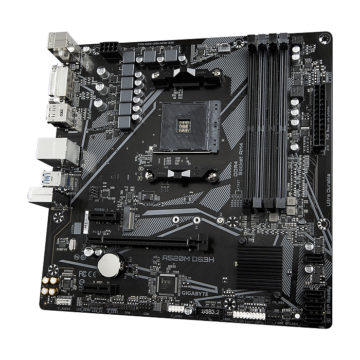 Дънна платка GIGABYTE A520M-DS3H V2, Socket AM4, DDR4