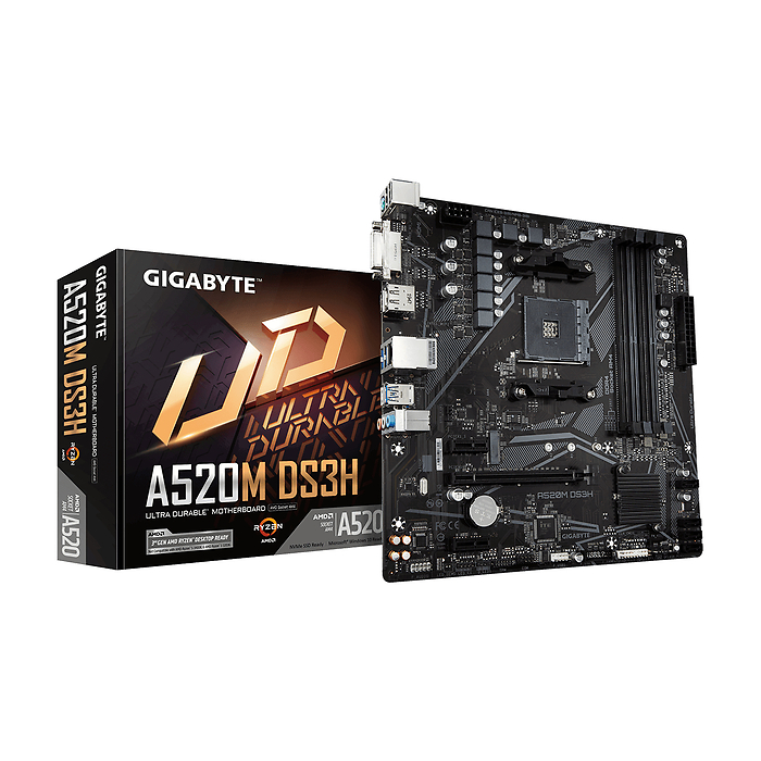 Дънна платка GIGABYTE A520M-DS3H V2, Socket AM4, DDR4