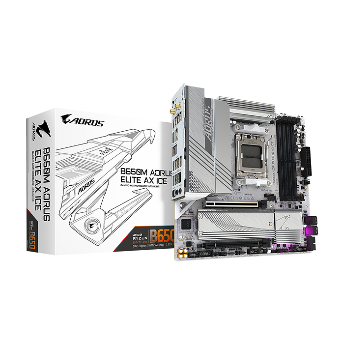 Дънна платка GIGABYTE B650M AORUS ELITE AX ICE, Socket AM5, DDR5