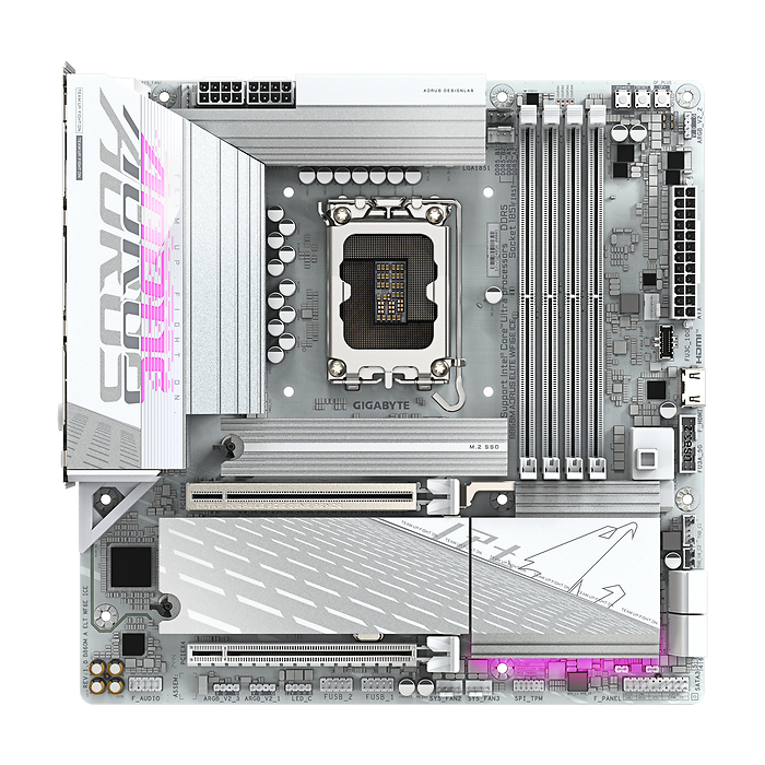 Дънна платка GIGABYTE B860M AORUS ELITE WiFi 6E ICE, LGA 1851, DDR5
