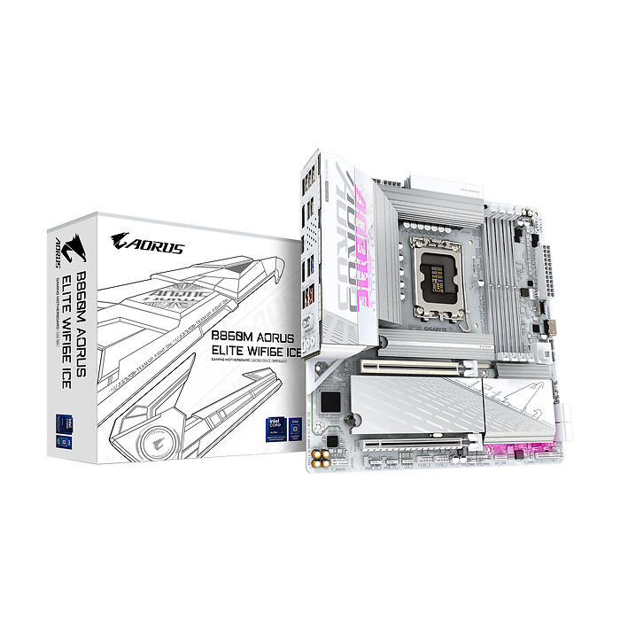 Дънна платка GIGABYTE B860M AORUS ELITE WiFi 6E ICE, LGA 1851, DDR5