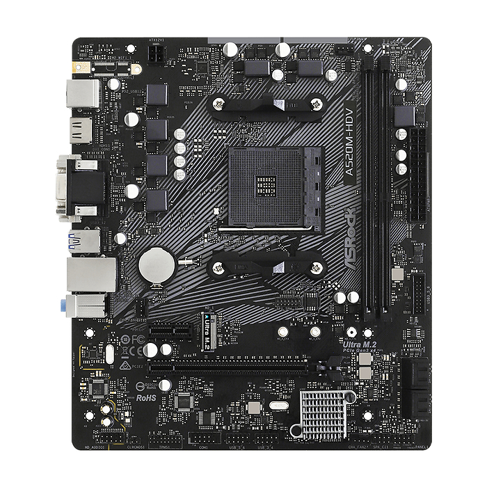 Дънна платка ASRock A520M-HDV, Socket AM4, mATX, DDR4