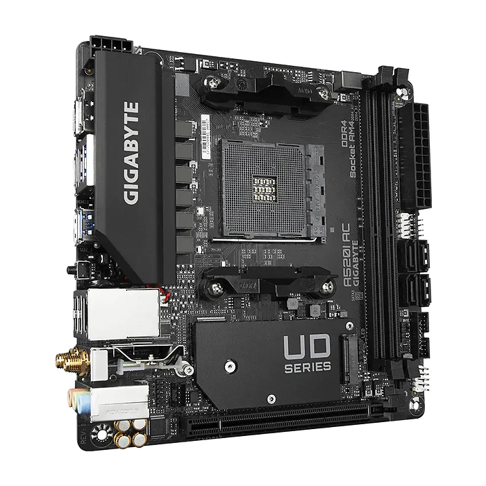 Дънна платка GIGABYTE A520I AC WIFI, Socket AM4, Mini-ITX, DDR4