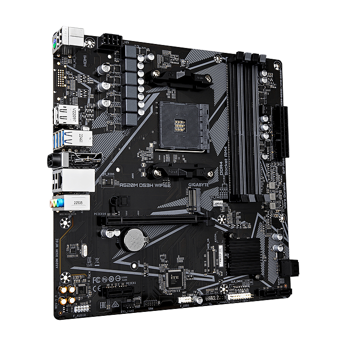 Дънна платка GIGABYTE A520M DS3H WiFi 6E, Socket AM4, DDR4