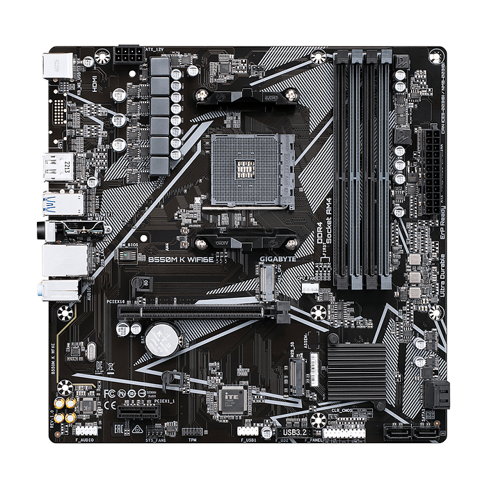 Дънна платка GIGABYTE B550M K Wi-Fi 6E, AM4, DDR4