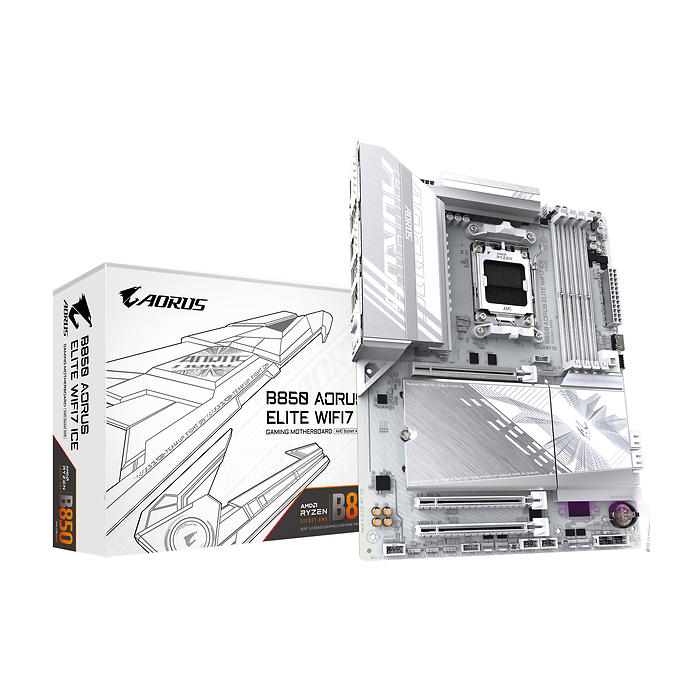 Дънна платка GIGABYTE B850 AORUS ELITE ICE WIFI7 socket AM5, DDR5